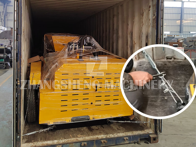 Machine are fixed inside container to prevent shaking during transportation